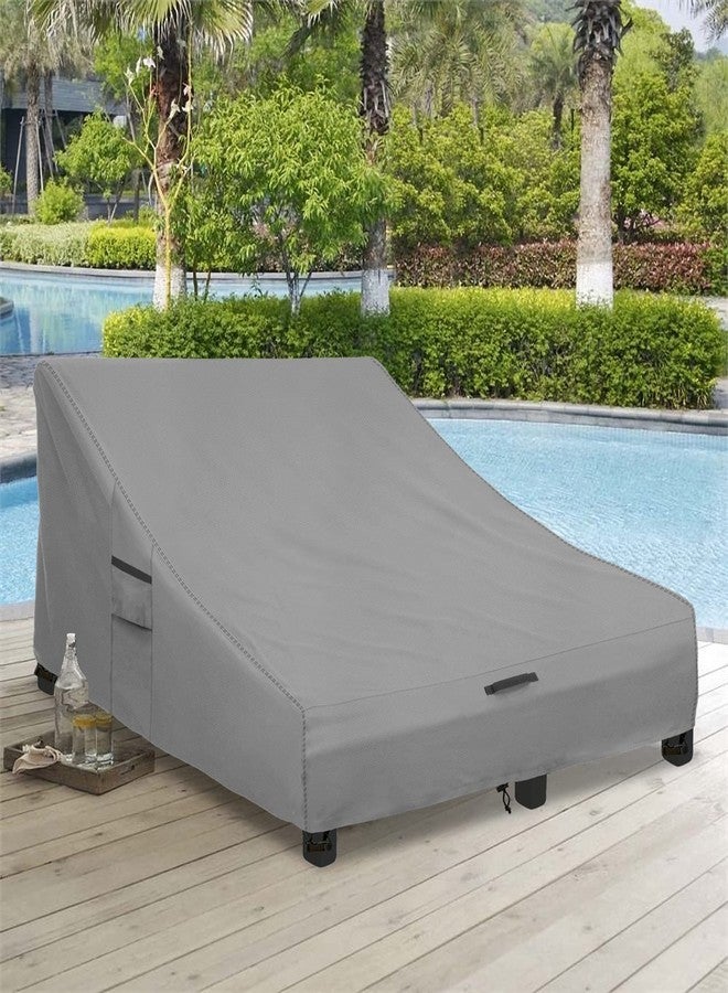 Okcool 100% Waterproof Patio Double Wide Chaise Lounge Chair Cover, 600D Tough Canvas 80 Inch Outdoor Chaise Lounge Covers - Image 5